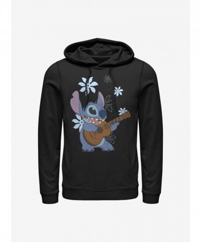 Disney Lilo & Stitch Stitch Flowers Unisex Hoodie - Black