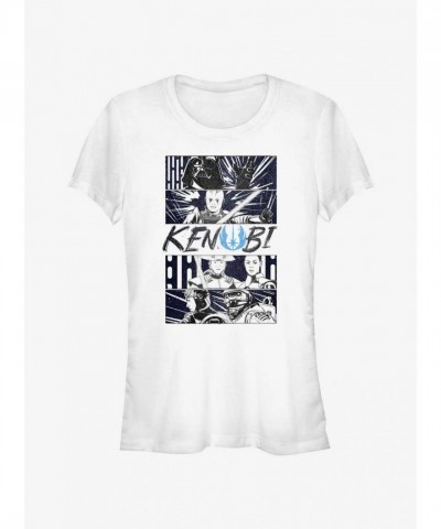 Obi-Wan Kenobi Classic Battle Scene Girls T-Shirt - White