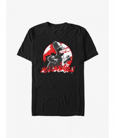 The Simpsons Godzilla Red Moon T-Shirt for Men - Black