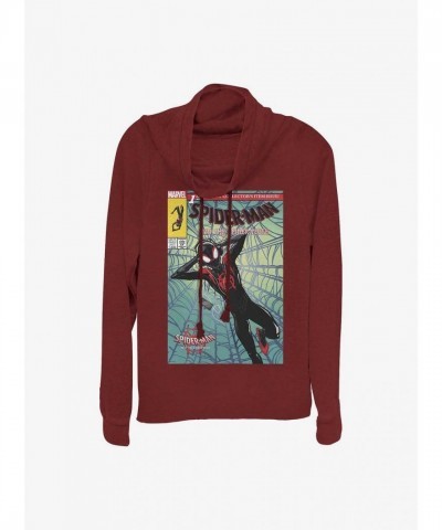 Marvel Girls Spider-Man Lightweight Cowl Neck Top - Red