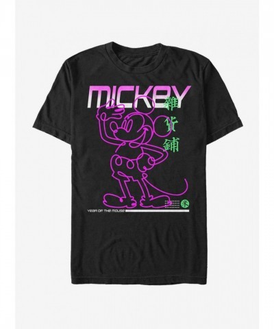 Disney Mickey Mouse Street Glow Lightweight T-Shirt - Men's Black