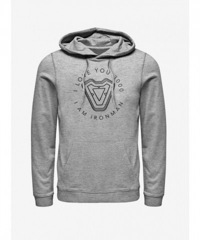 Marvel's Iron Man Heart Men's Grey Hoodie