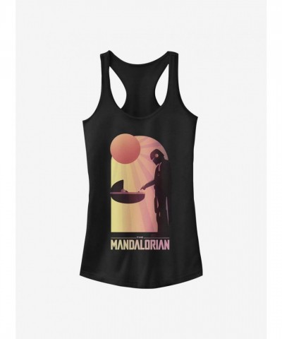 Star Wars Mandalorian Girls Cotton Tank Top - Black