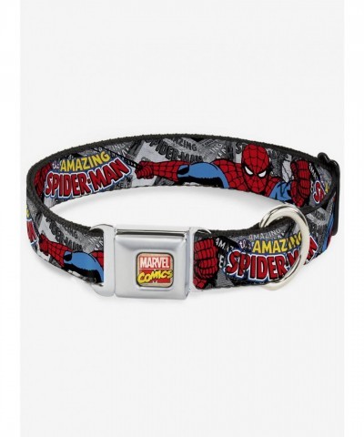 Marvel Stacked Comic Book Spider-Man Action Pose Seatbelt Dog Collar
