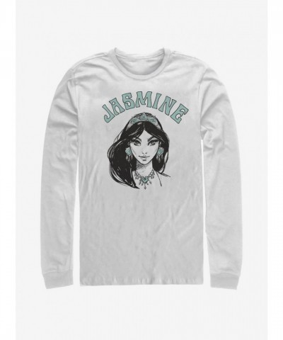 Disney Aladdin Jasmine White Long Sleeve T-Shirt for Men