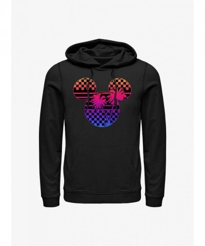 Disney Men's Black Mickey Mouse Roadster Palm Hoodie