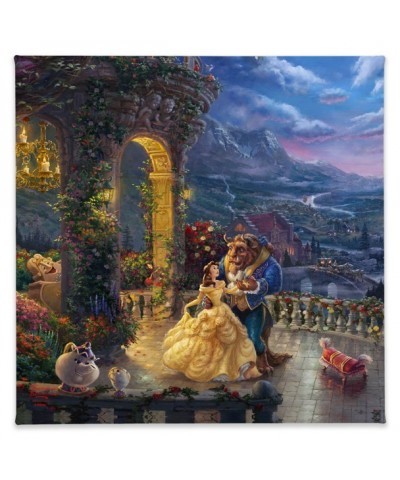 Beauty and the Beast Dancing Under the Moonlight - Thomas Kinkade Studios Gallery Wrapped Canvas