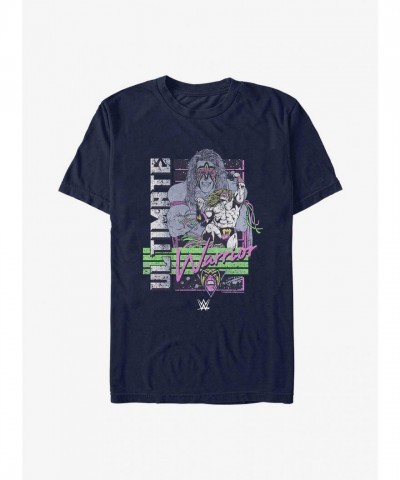 Ultimate Warrior WWE Poster T-Shirt - Men's Blue Lightweight Cotton
