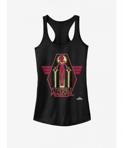 Captain Marvel Girls Cotton Tank Top - Black Flight Tee