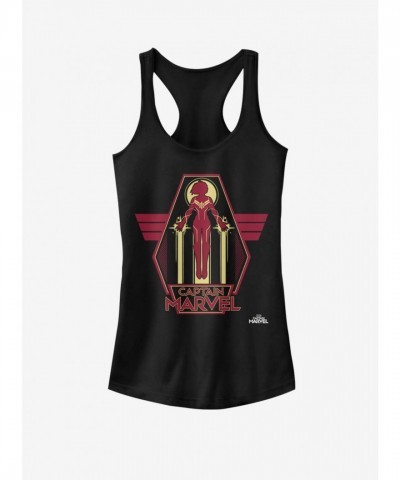 Captain Marvel Girls Cotton Tank Top - Black Flight Tee