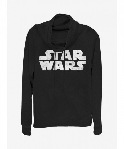 Star Wars Lightweight Logo Cowl Neck Top for Girls - Black