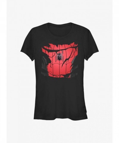 Marvel Girls T-Shirt: No Way Home Spider-Man Torn Suit - Black