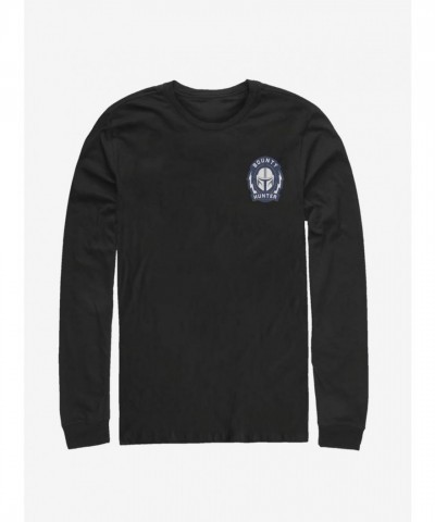 Mandalorian Bounty Hunter Graphic Long Sleeve Men's T-Shirt - Black
