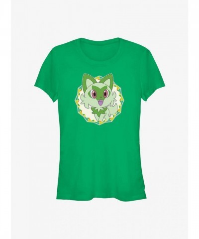 Pokémon Sprigatito Glitter Tee for Girls - Green Junior Size