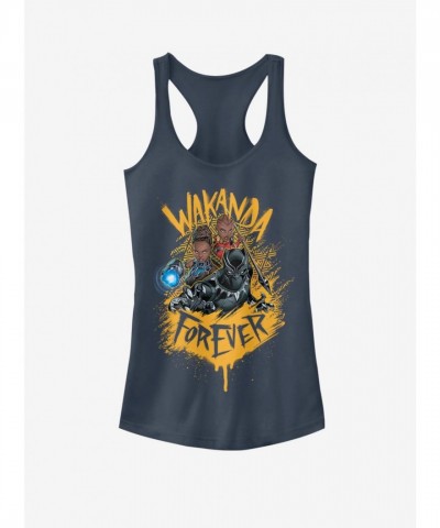 Marvel Panther Trinity Girls Tank Top - Blue Cotton