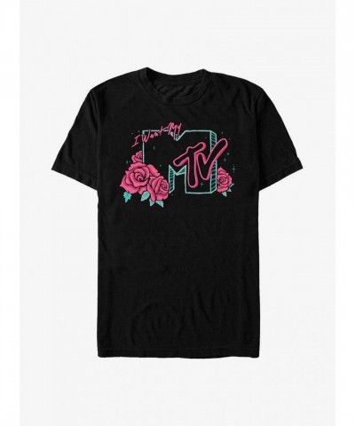 MTV Rose Logo Men's Black T-Shirt