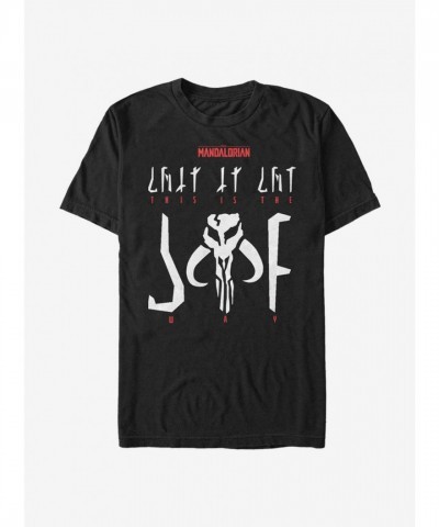 Star Wars The Mandalorian "This Is The Way" Mando'a Code Print Men's T-Shirt - Black