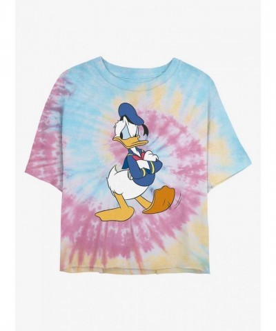 Disney Mad Donald Duck Tie Dye Crop T-Shirt for Girls - Multi