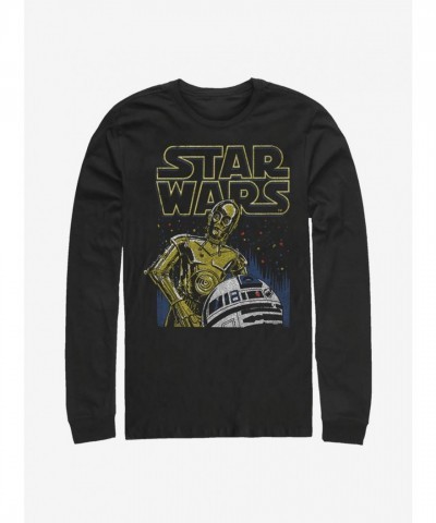 Star Wars C-3PO and R2-D2 Long-Sleeve Tee - Men's Black