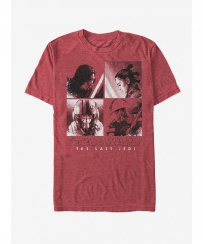 Star Wars The Last Jedi Character Heather Red Square T-Shirt