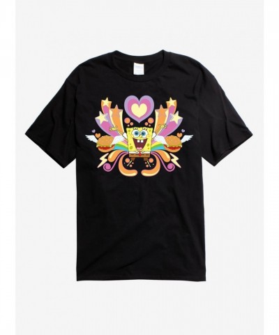 SpongeBob SquarePants Heart, Star and Burger Design Men's T-Shirt