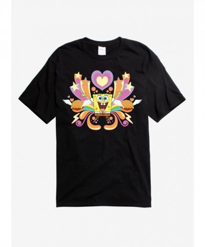 SpongeBob SquarePants Heart, Star and Burger Design Men's T-Shirt