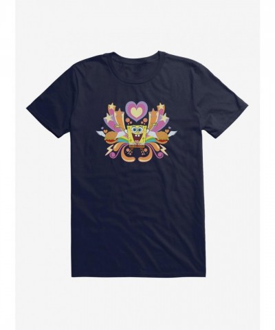 SpongeBob SquarePants Heart, Star and Burger Design Men's T-Shirt