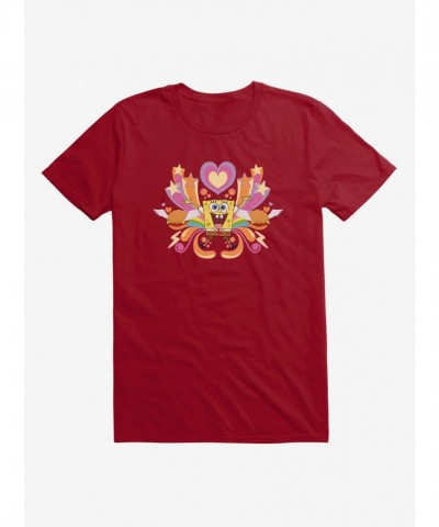 SpongeBob SquarePants Heart, Star and Burger Design Men's T-Shirt
