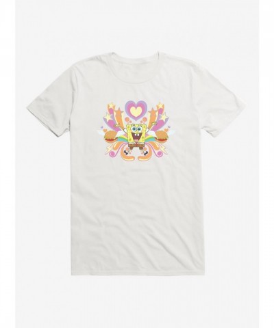 SpongeBob SquarePants Heart, Star and Burger Design Men's T-Shirt
