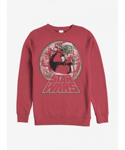 Star Wars Yoda Joyful Crewneck Sweatshirt - Men's Red
