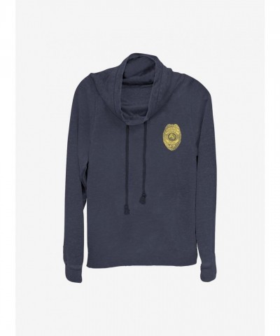 Stranger Things Hawkins Badge Cowl Neck Sweatshirt for Girls - Blue