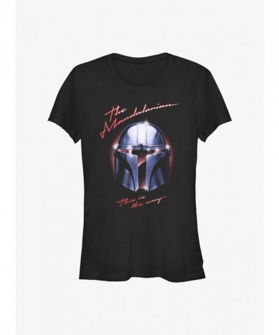 Mandalorian Helmet Chrome T-Shirt for Girls - Black