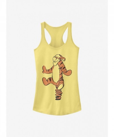 Disney Tigger Sketch Girls Cotton Tank Top - Junior Sizes Yellow