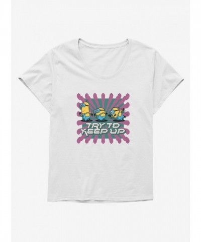 Minions Scoop Neck Tee for Plus Size Girls - White