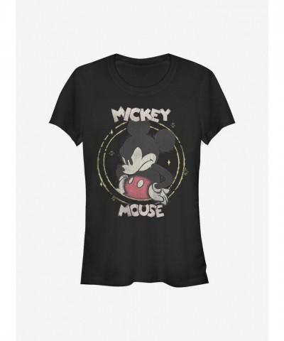 Disney Girls Gritty Mickey Tee - Black