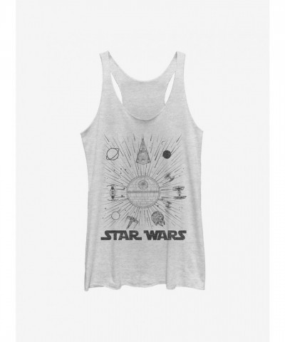 Star Wars Ships Burst Graphic Tee for Girls - White