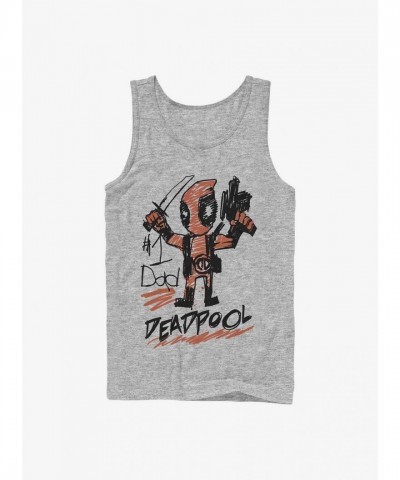Marvel's Deadpool Grey Number One Dad Men's Cotton Tank Top