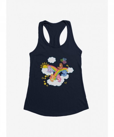 Care Bears Blue Rainbow Party Girls Tank Top