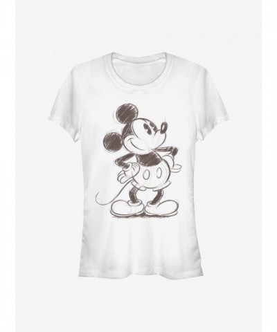 Disney Girls Lightweight Mickey Mouse Sketch Tee - White