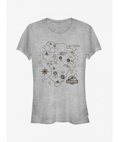 Isla Nublar Map Girls T-Shirt - Black Edition