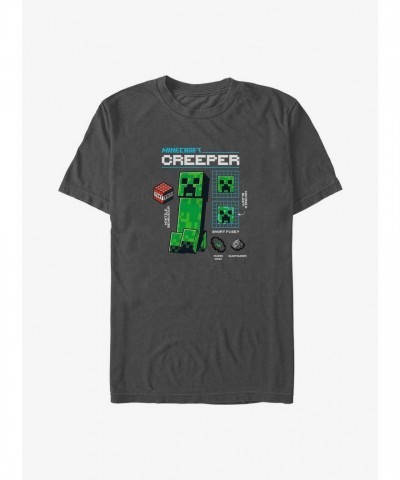 Minecraft Creeper T-Shirt for Men - Unisex Grey Comfort
