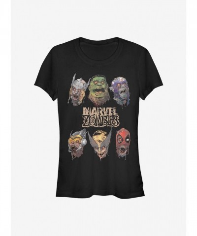 Marvel Zombie Undead Girls Head T-Shirt - Junior Size Black