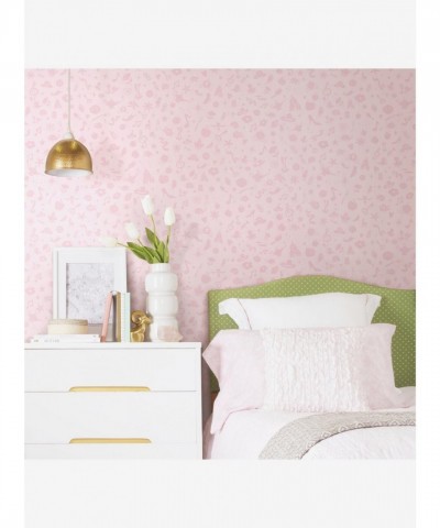 Disney Princess Glitter Peel & Stick Wallpaper - Pink Icons