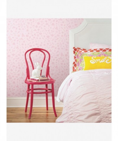 Disney Princess Glitter Peel & Stick Wallpaper - Pink Icons