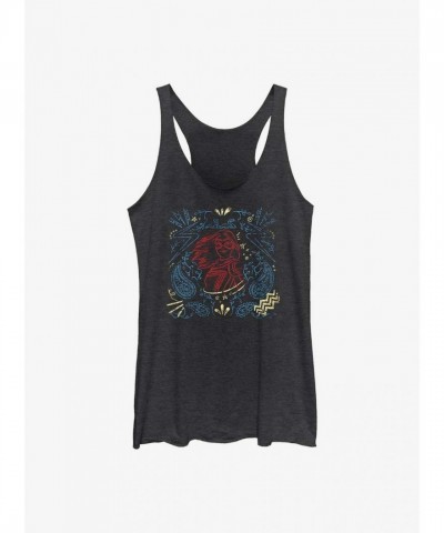 Marvel Ms. Marvel Graphic Raw Hem Tank Top for Girls - Black