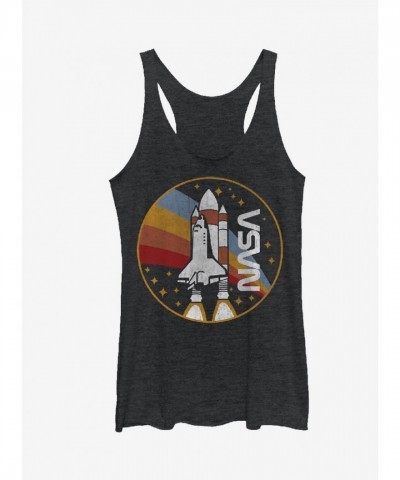 NASA Rainbow Launch Heathers Black Racerback Tank Top for Girls