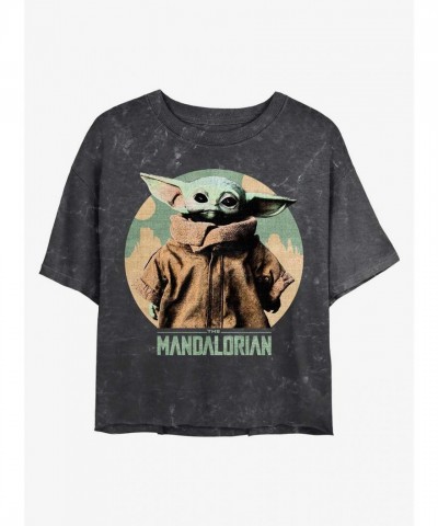Star Wars Grogu Mineral Wash Cotton Crop T-Shirt for Girls
