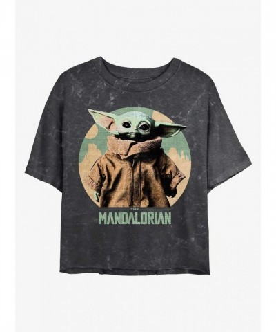 Star Wars Grogu Mineral Wash Cotton Crop T-Shirt for Girls
