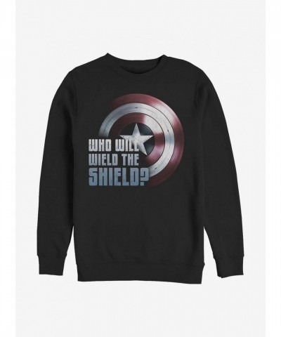 Marvel Falcon Winter Soldier Shield Graphic Crewneck - Men's Black