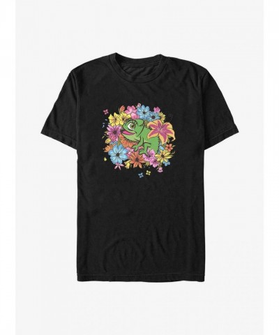 Disney Tangled Floral Pascal Men's T-Shirt - Black